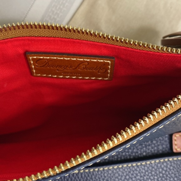 Black Dooney & Bourke Pebble Leather Foldover Purse Crossbody Pockets Dark Navy - Picture 9 of 12